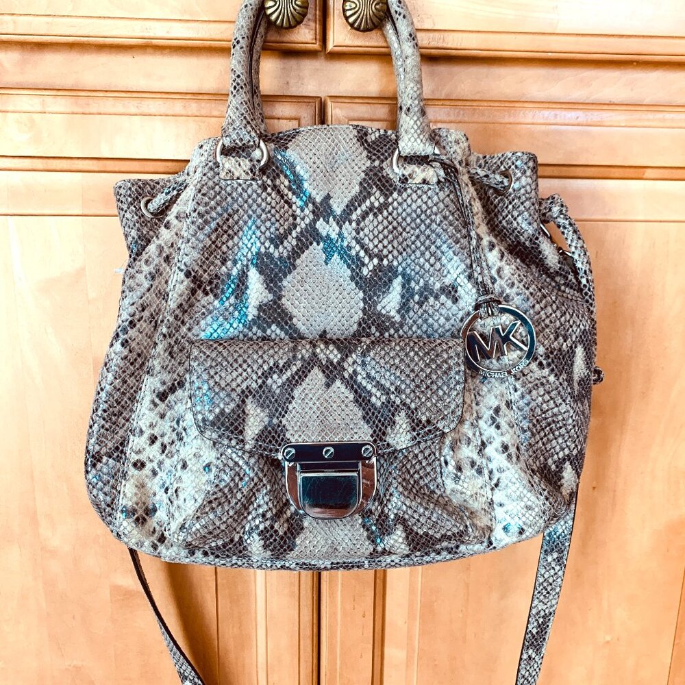 SNAKESKIN PURSE BAG Michael Kors Shoulder Strap Hand Straps